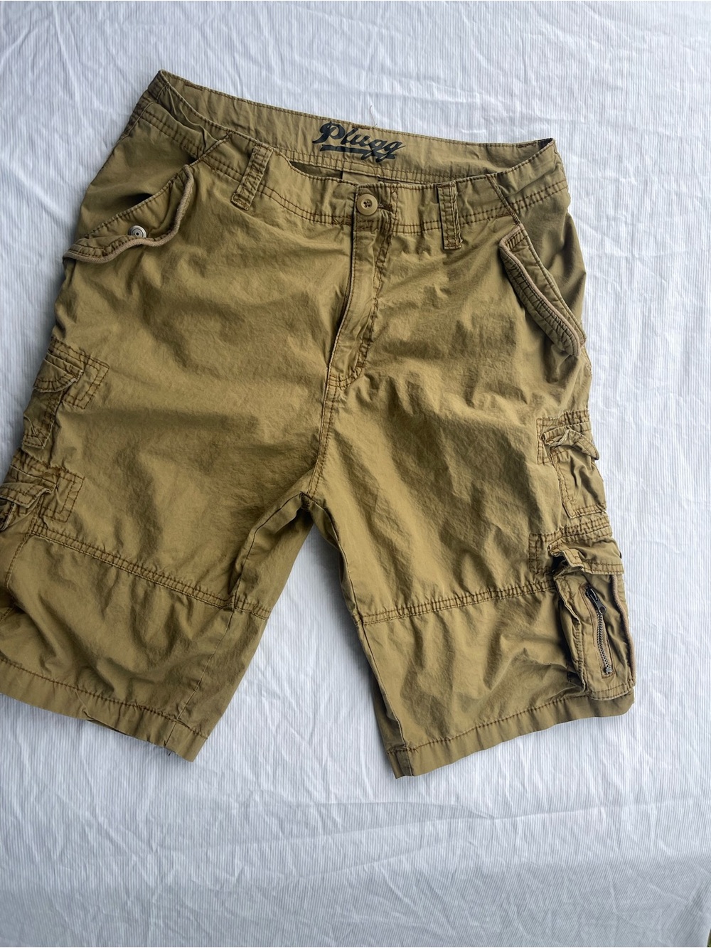 Plugg Men’s Olive/Tan Cargo Shorts with Utility Pockets